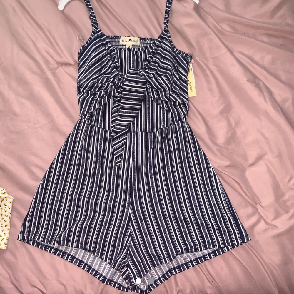 Navy and white romper